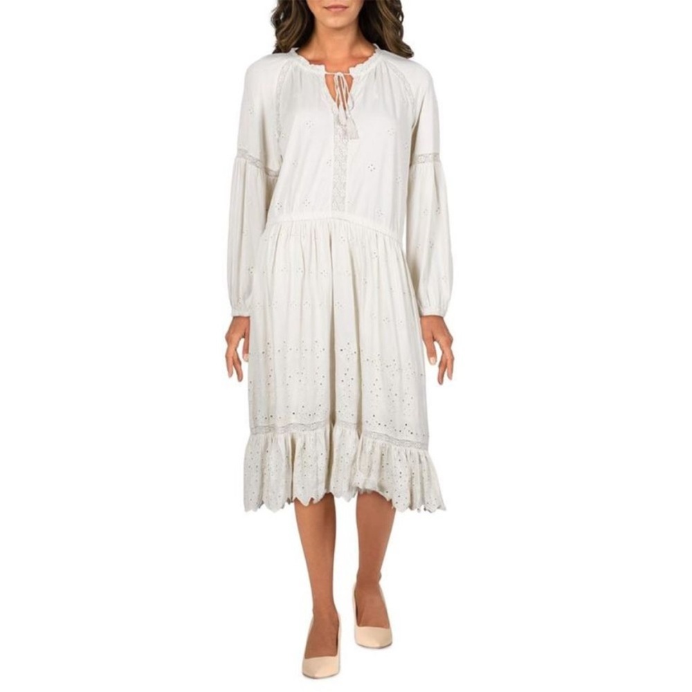 Ralph Lauren Tailyna Ivory Eyelet Midi/Maxi Dress XL NWOT